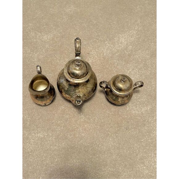 Vintage Antique Gorham Silver Plated Coffee Tea Pot Sugar Creamer 5 Piece Set FC